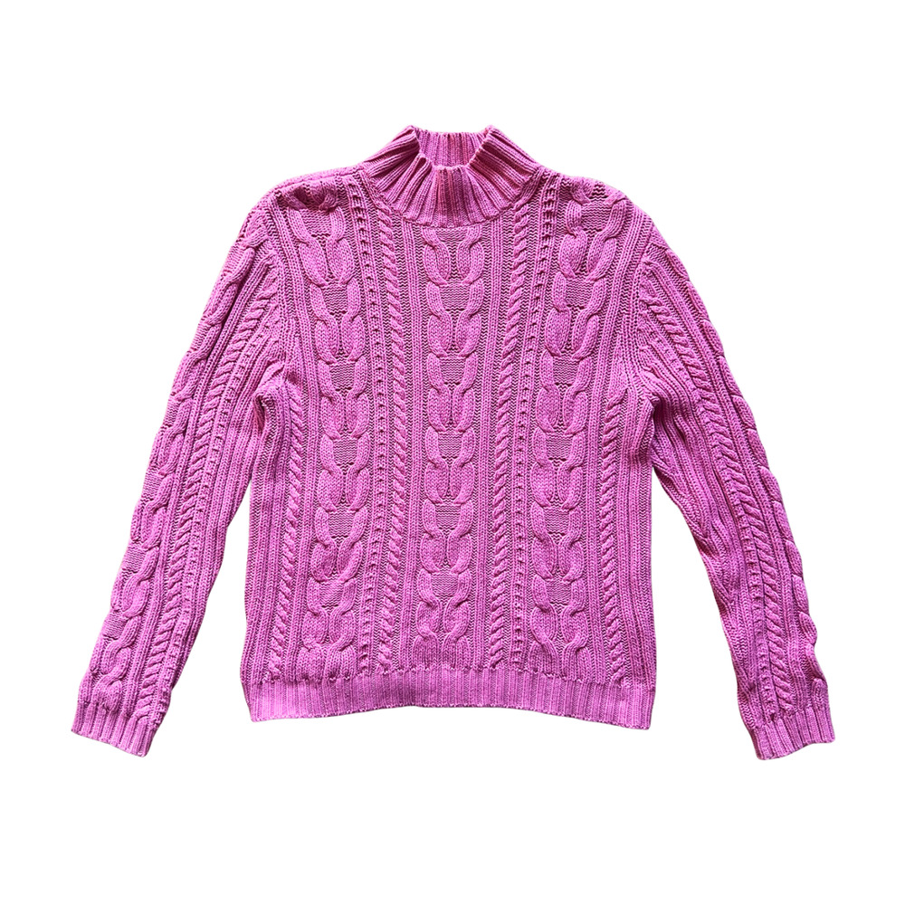 Chaps Womens Chunky Cable Knit Sweater XL Pink Feminine Preppy Barbie Elle Woods